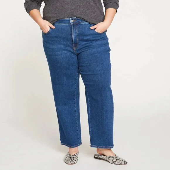 Universal Standard Etta High Rise Straight Leg Jeans in Aged Indigo l Size 16 - Picture 4 of 12